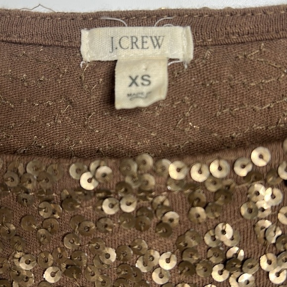 J.Crew Sz XS Bronze Copper 100% Cotton Long Sleeve Boatneck Tunic Top - Picture 4 of 6